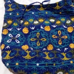 Vibrant Blue and Yellow Embroidered Shoulder Bag